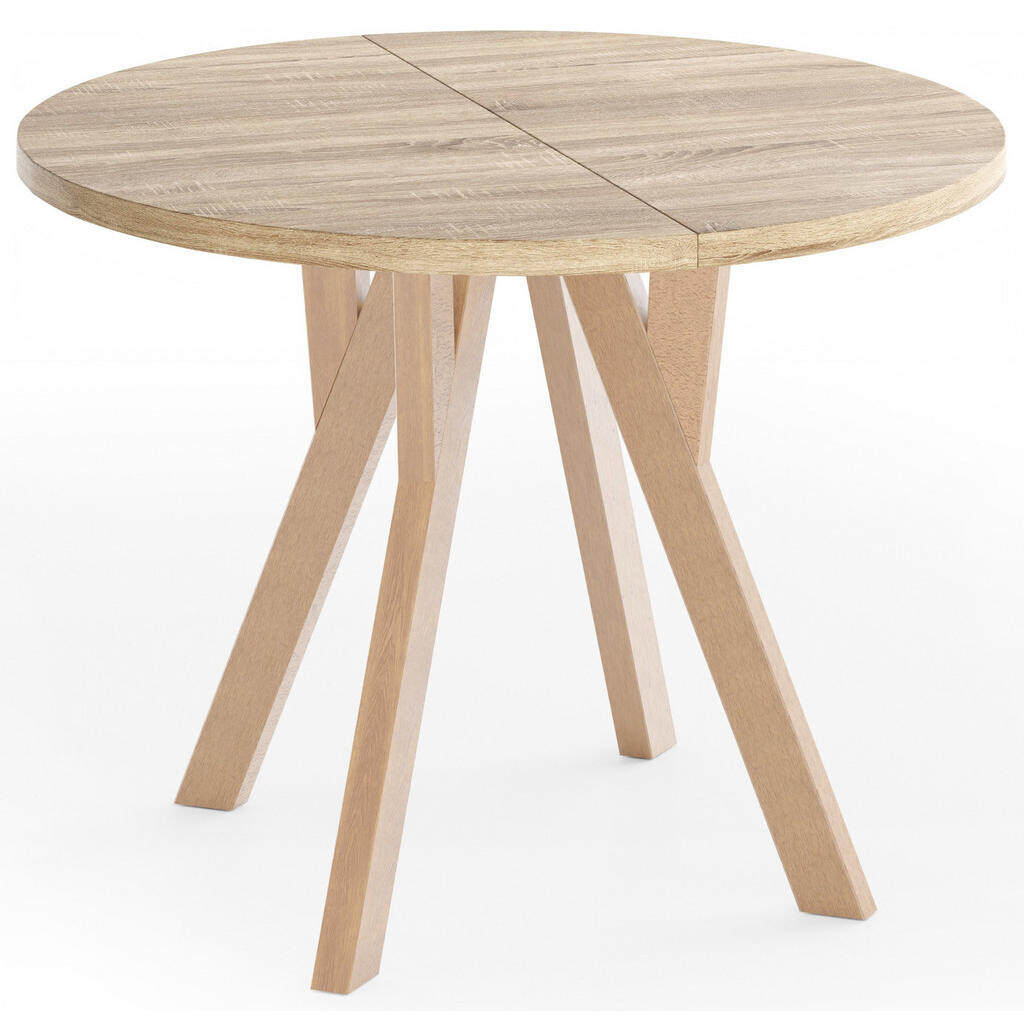 WFL GROUP ESSTISCH Avero runder ausziehbarer, Eiche Sonoma dunkelbraun 90-190/90/77 cm
