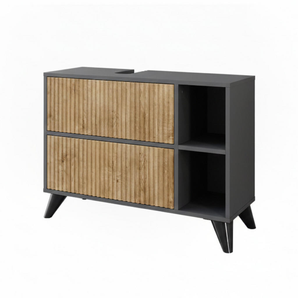 Vicco TOALETNÍ SKŘÍŇKA PRO UMYVADLO Leano Antracit/horský dub 80 x 62 cm se 2 zásuvkami