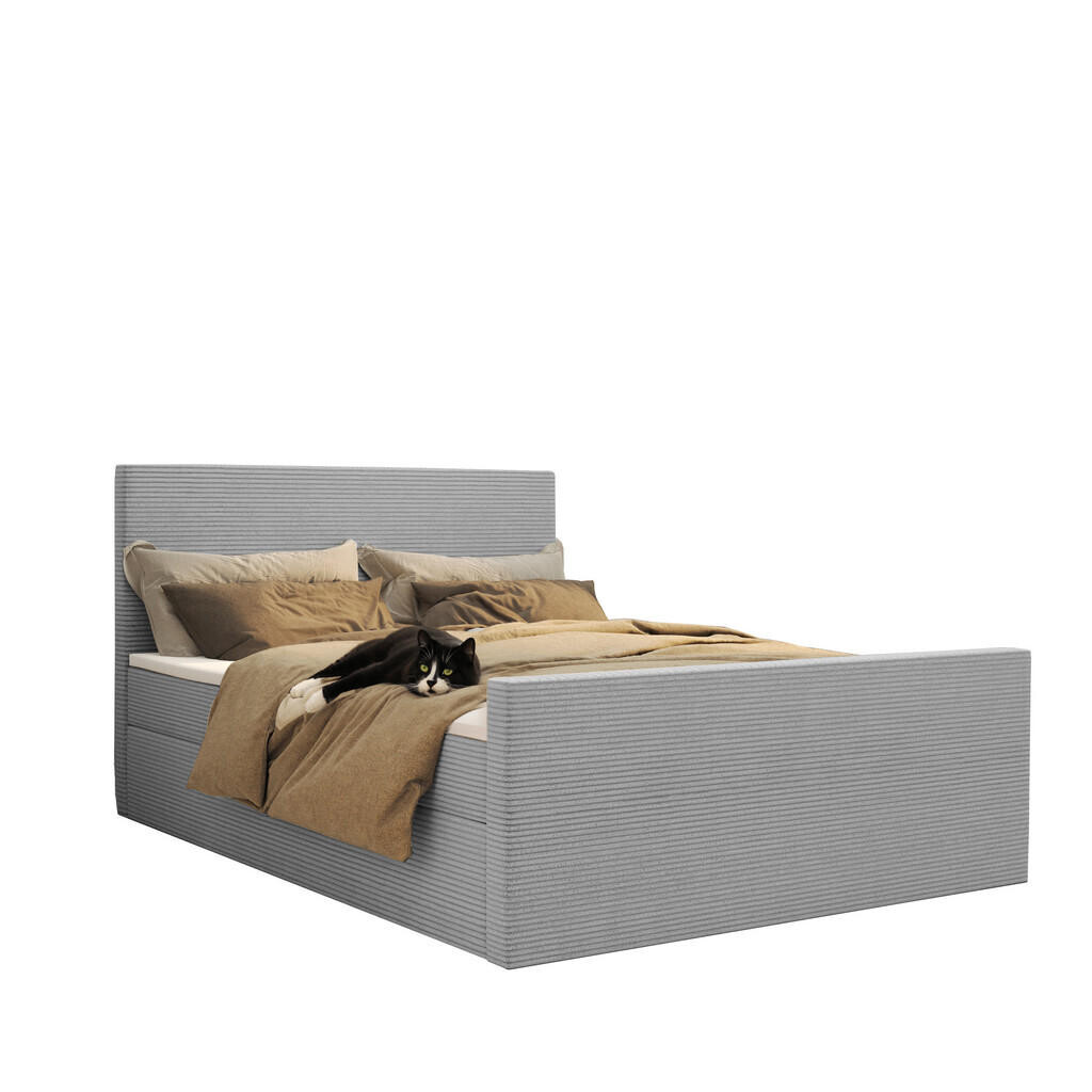 Kaiser Möbel KONTINENTÁLNÍ POSTEL s úložným prostorem a topperem VIESTA tkanina Poso Světle šedá 140x200 cm H2-Pocket