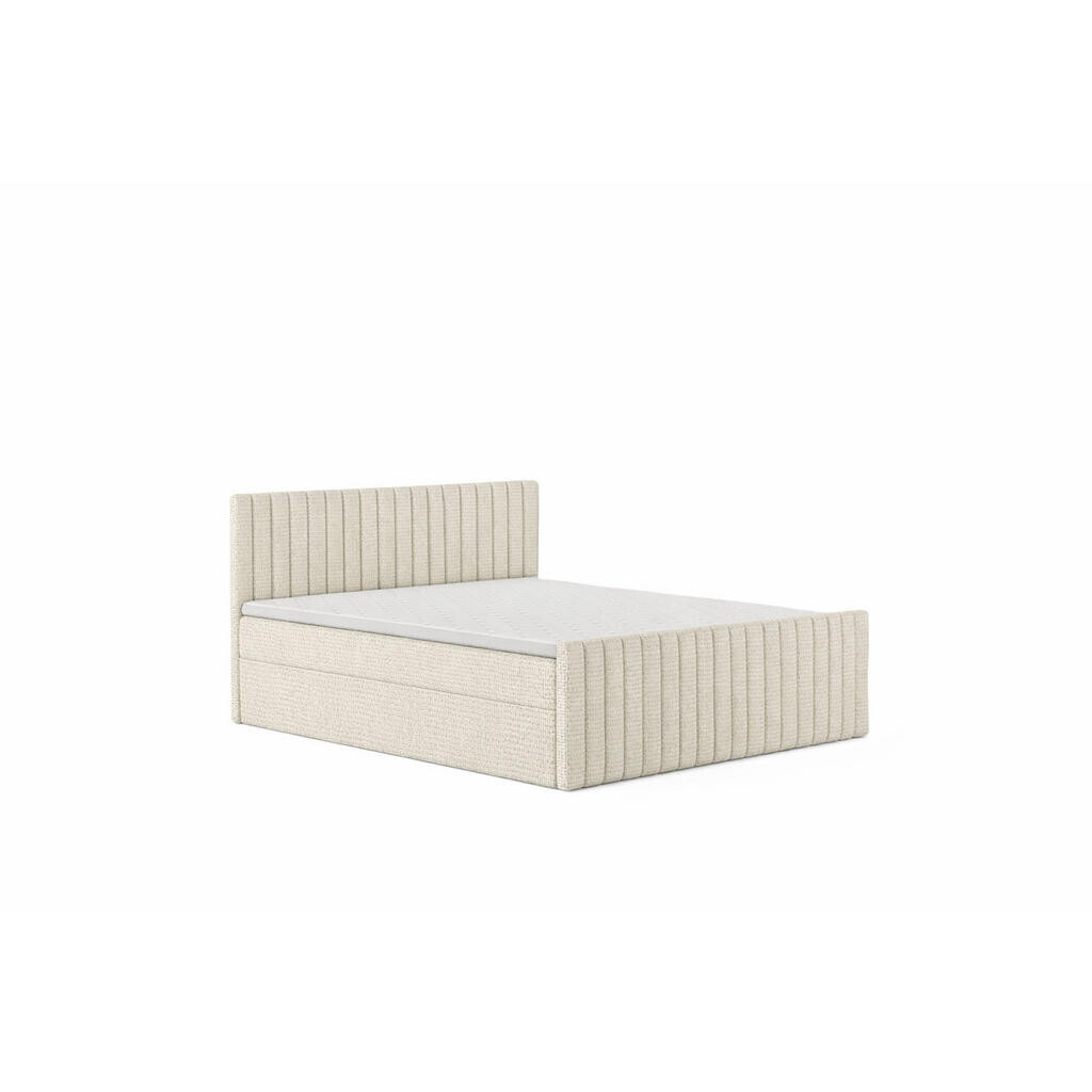 Kaiser Möbel KONTINENTÁLNÍ POSTEL s matrací a úložným prostorem, žinylková tkanina Flow, Béžová, 140x200 cm, H3-Bonell, DEMETER