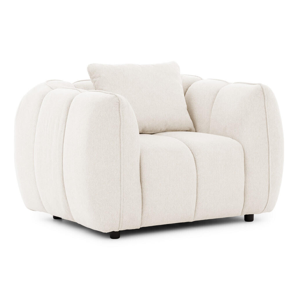 S-Style KŘESLO Nubira v hluboce prošívaném designu Bubble z měkké strukturované látky v krémové barvě s moderním vzhledem