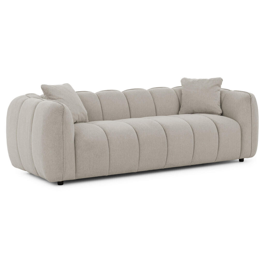 S-Style TŘÍMÍSTNÁ POHOVKA Nubira v hluboce prošívaném designu Bubble z měkké strukturované látky v barvě taupe s moderním vzhledem