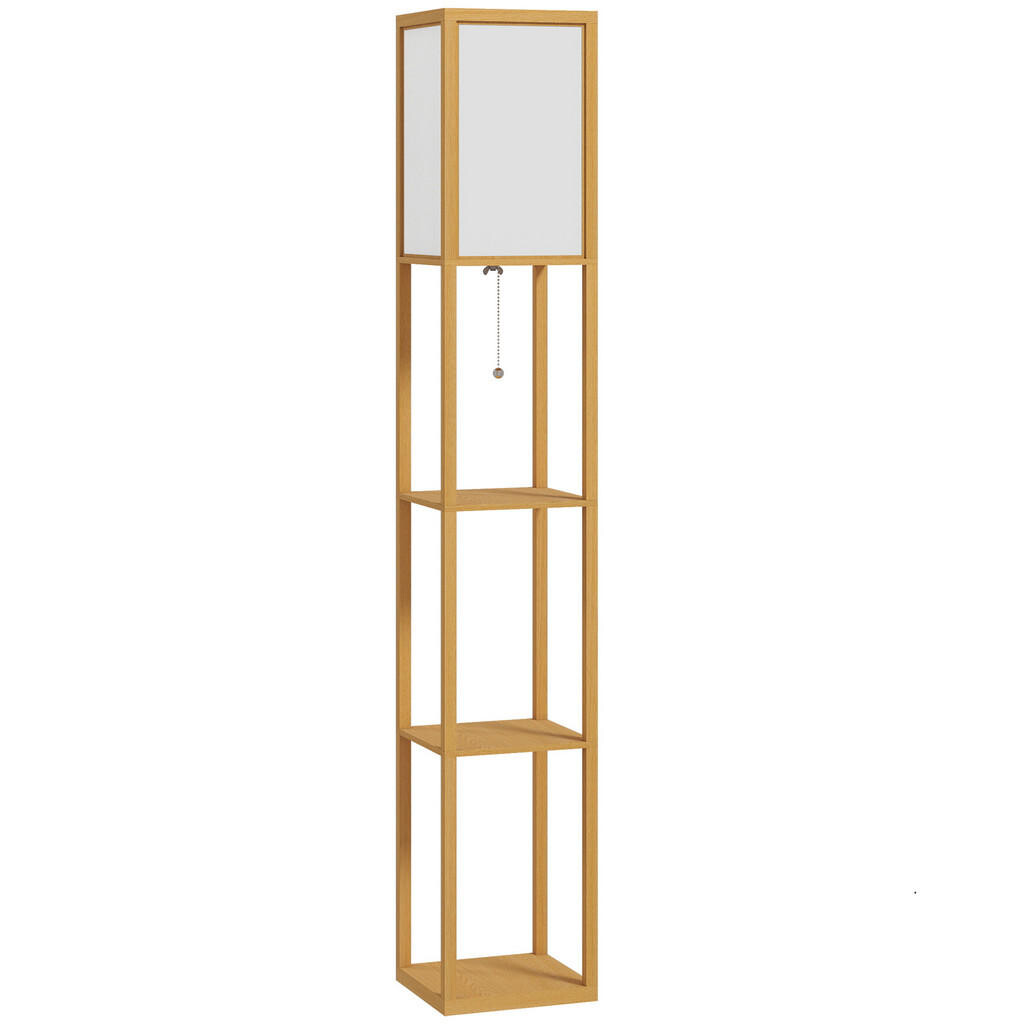 HOMCOM STOJACÍ lampa z MDF, barva červený buk + bílá