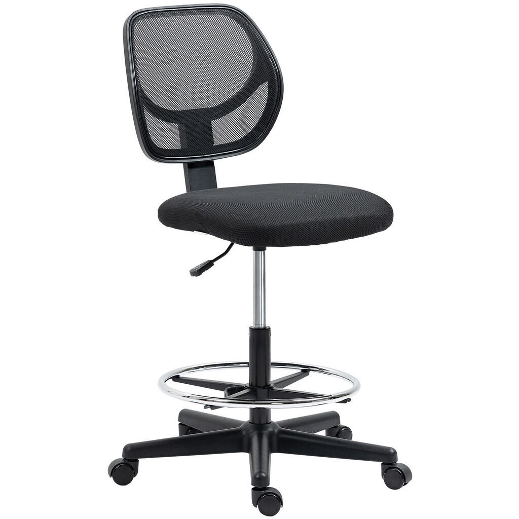 SHOPENTRA STOJACÍ židle, černá, ergonomická, s opěrkou nohou, výškově nastavitelná