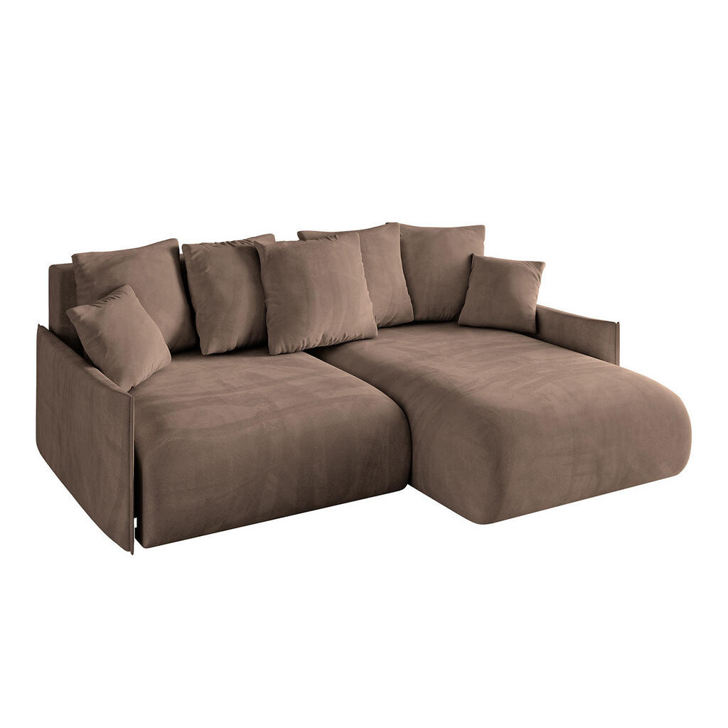 ALTDECOR ROHOVÁ SEDAČKA s otomanem vpravo ONESK-L -v1 216x177x72 hnědý velur