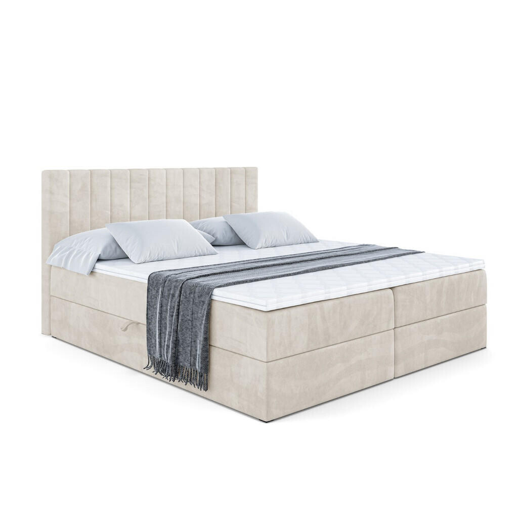 ALTDECOR AMERICKÁ postel s matrací H3 a lamelovým roštem – EDITA – 180 × 200 cm, béžová