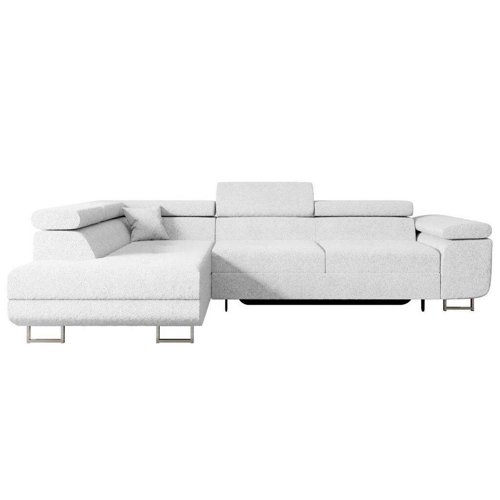ALTDECOR ROHOVÁ SEDACÍ SOUPRAVA s funkcí lůžka a úložným prostorem GUSA-L 272x202x107 cm bílá buklé
