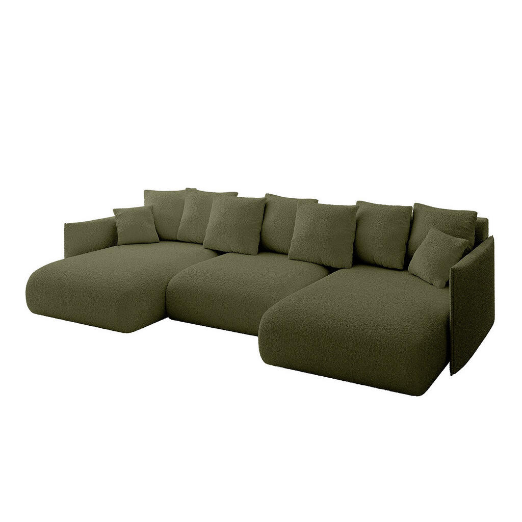 ALTDECOR SEDACÍ SOUPRAVA s funkcí lůžka a úložným prostorem pod postelí ONESK-U 317x177x72 zelená buklé