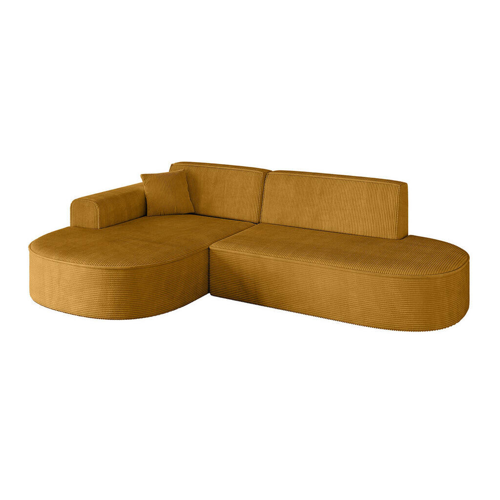 ALTDECOR ROHOVÁ SEDACÍ SOUPRAVA s otomanem vlevo MARI-L1 – 243 x 171 x 79 cm, hořčicově žlutý manšestr