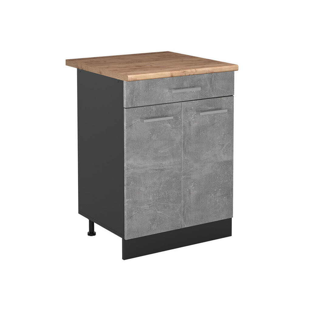 Vicco SPODNÍ SKŘÍŇKA KUCHYŇSKÉ LINKY R-Line, Beton/Antracit, 60 cm se zásuvkou pracovná doska Dub Goldkraft