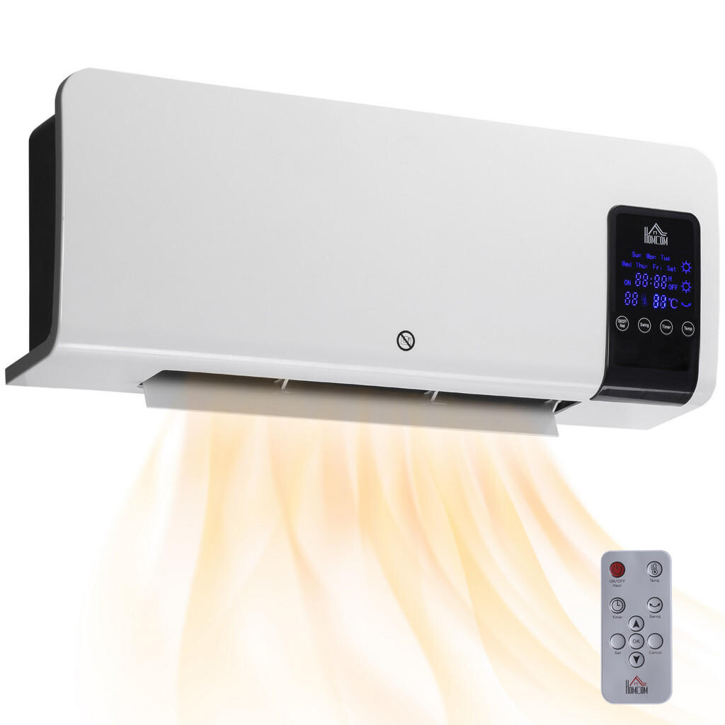 HOMCOM VENTILÁTOROVÉ TOPENÍ pro montáž na zeď 2000 W keramické nástěnné topení s dálkovým ovládáním