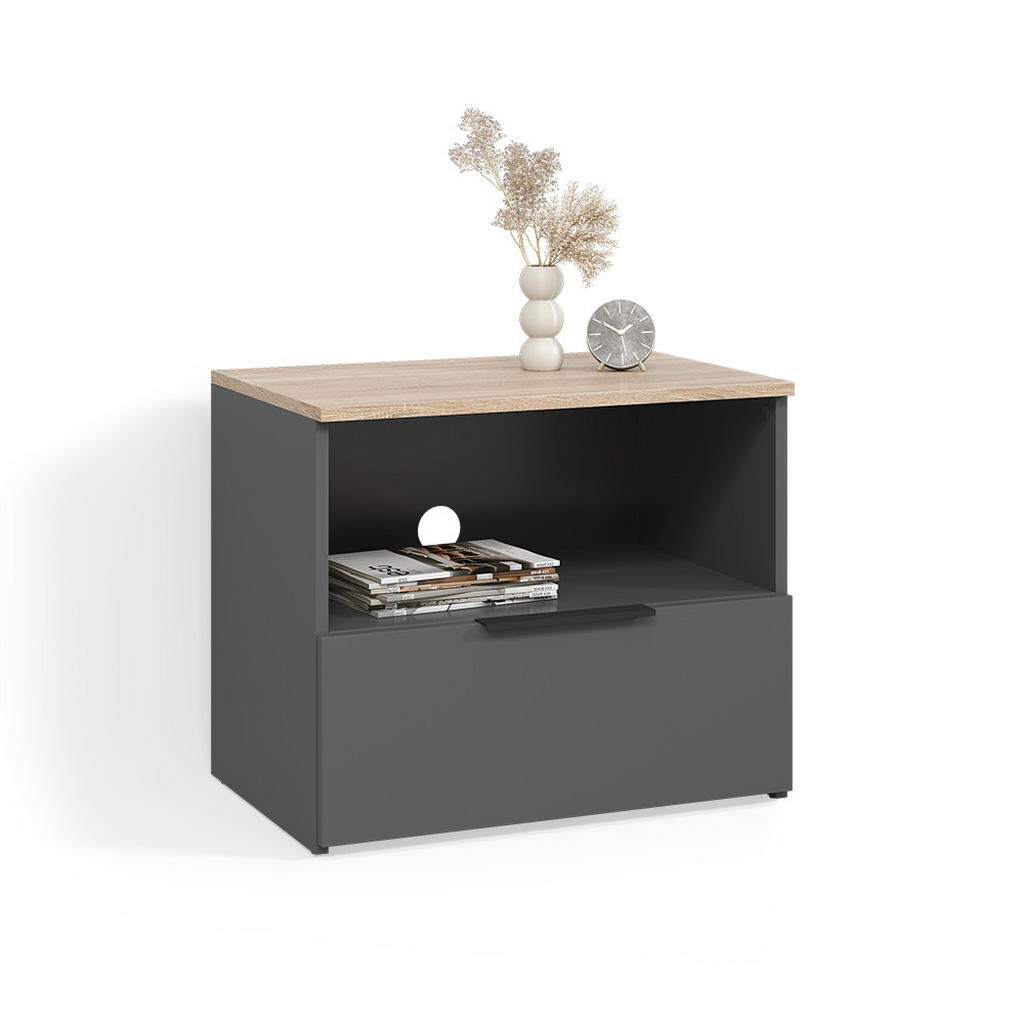Livinity® NÍZKÝ NÁBYTEK POD TELEVIZI Piave Anthracite/Sonoma 60 x 50 cm se zásuvkou