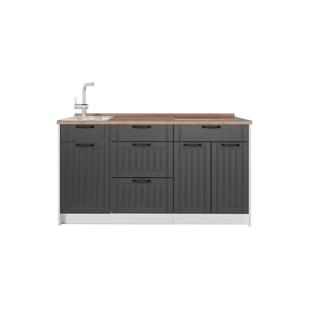 Vicco KUCHYŇSKÝ BLOK Fame-Line, Tmavě šedá/Bílá, 150 cm, PD Dub