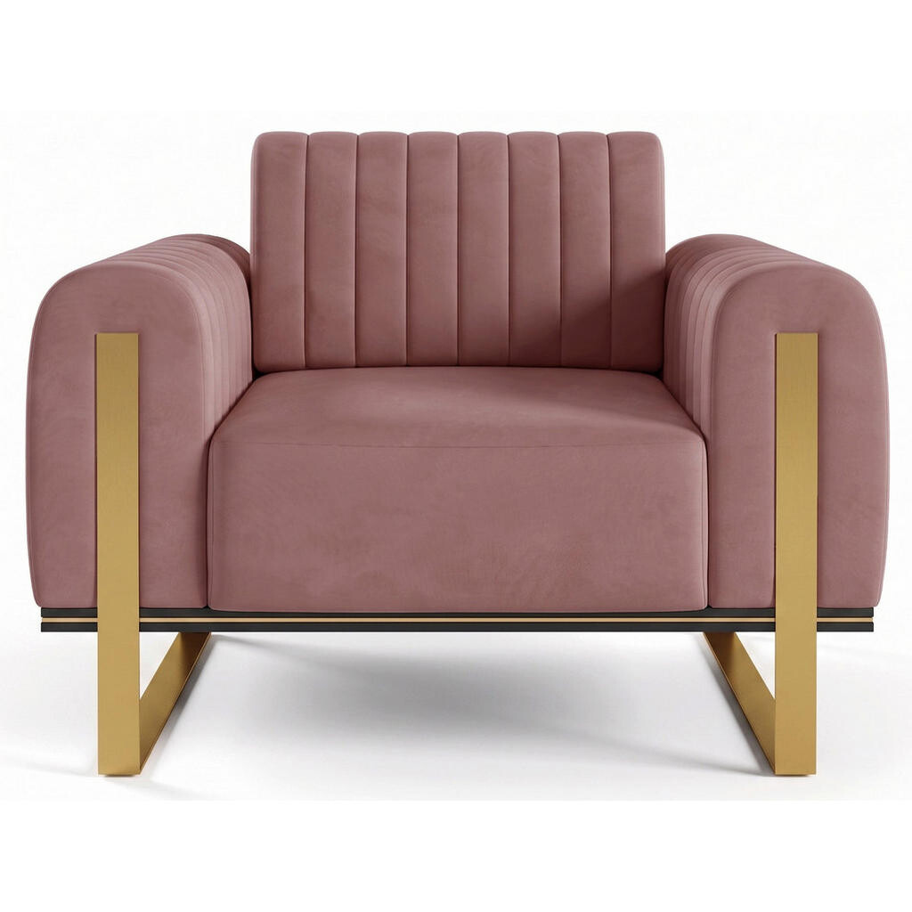 Selsey KŘESLO Parissa, samet růžová zlaté nohy, 106 cm