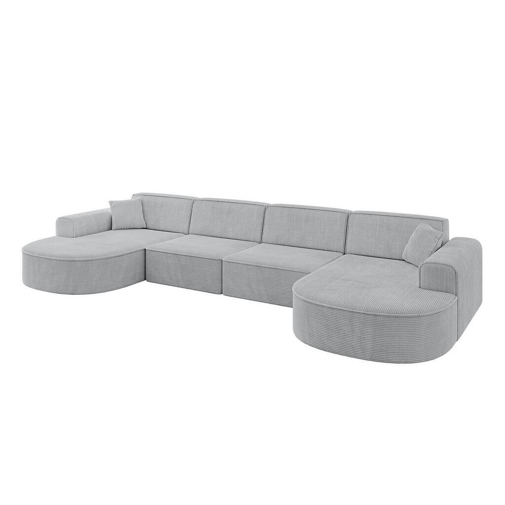 ALTDECOR SEDACÍ souprava MARI-U2 – 388 × 171 × 79 cm, šedá manšestrová látka
