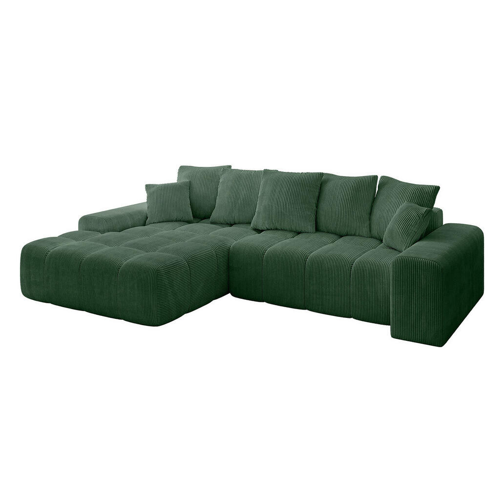 ALTDECOR ROHOVÁ SEDACÍ SOUPRAVA s otomanem vlevo ENSI-L – 267 × 164 × 69 cm, zelená