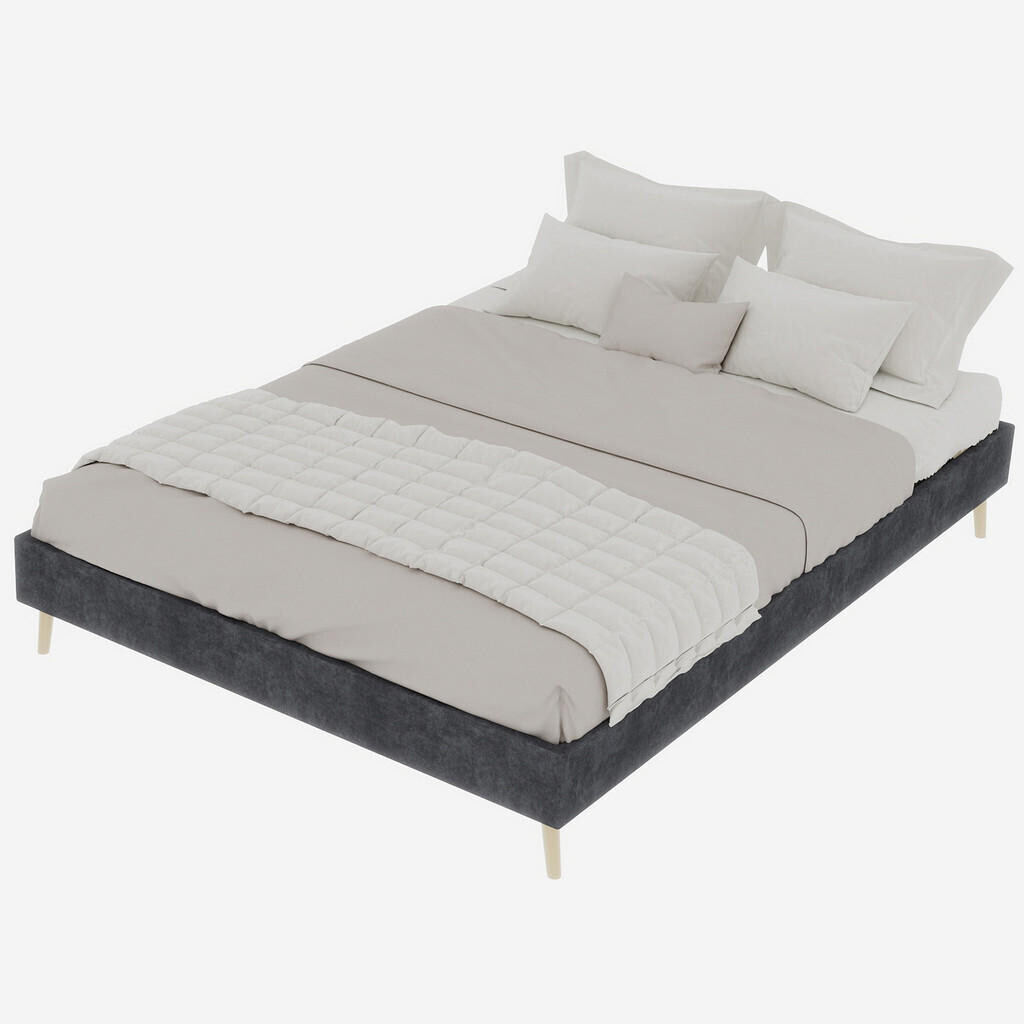 SHOPENTRA RÁM postele 140/200 cm, šedý, sametový, bez čela