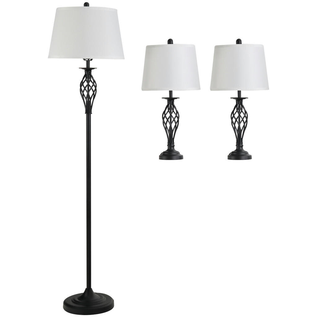 HOMCOM SADA 3 SVÍTIDEL 2 stolní lampy (ø38 x 158 cm) + 1 stojací lampa (ø30 x 62 cm) bílá