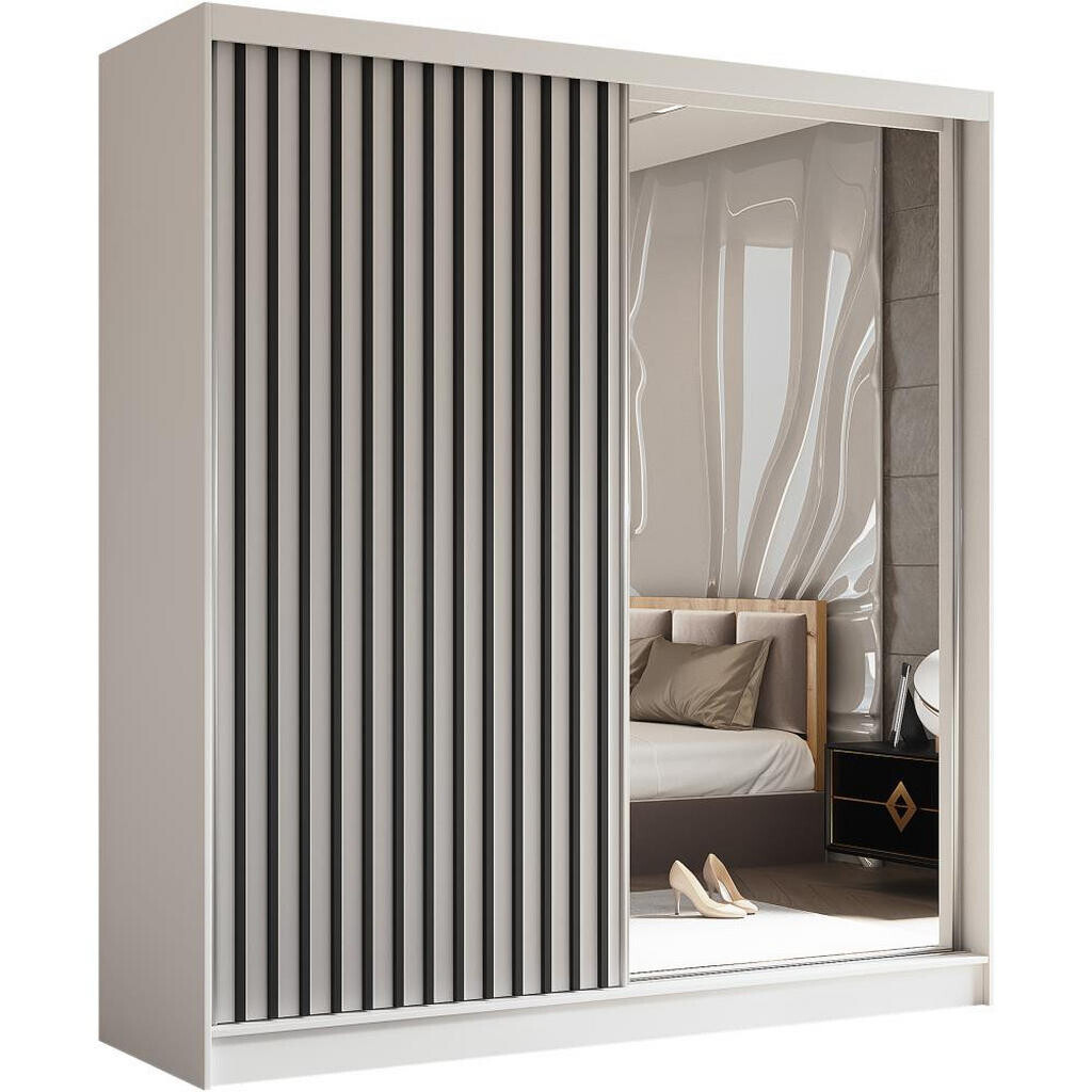 Beautysofa SKŘÍŇ s posuvnými dveřmi Helix 200/216/61 bílá + černá