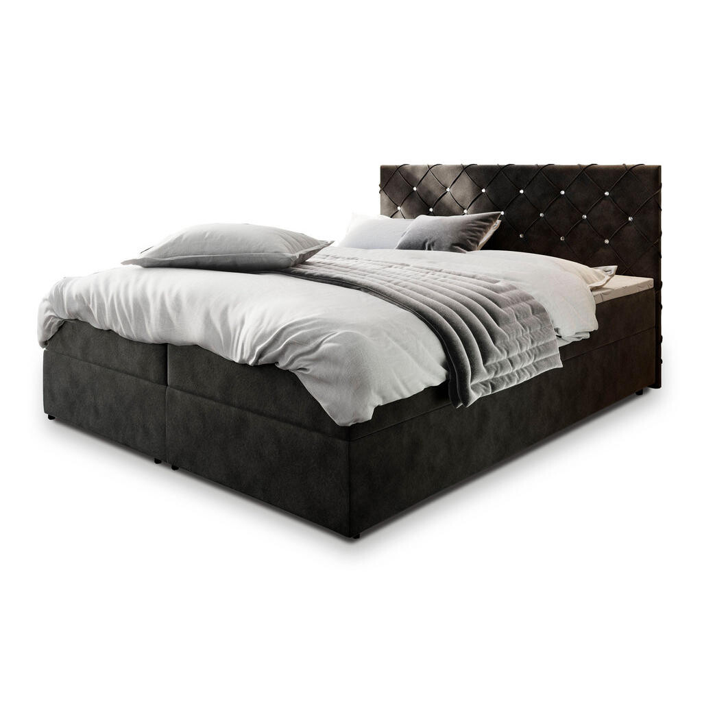 MASSENO AMERICKÁ POSTEL RIVA 160x200 cm, s matrací a úložným prostorem, černá