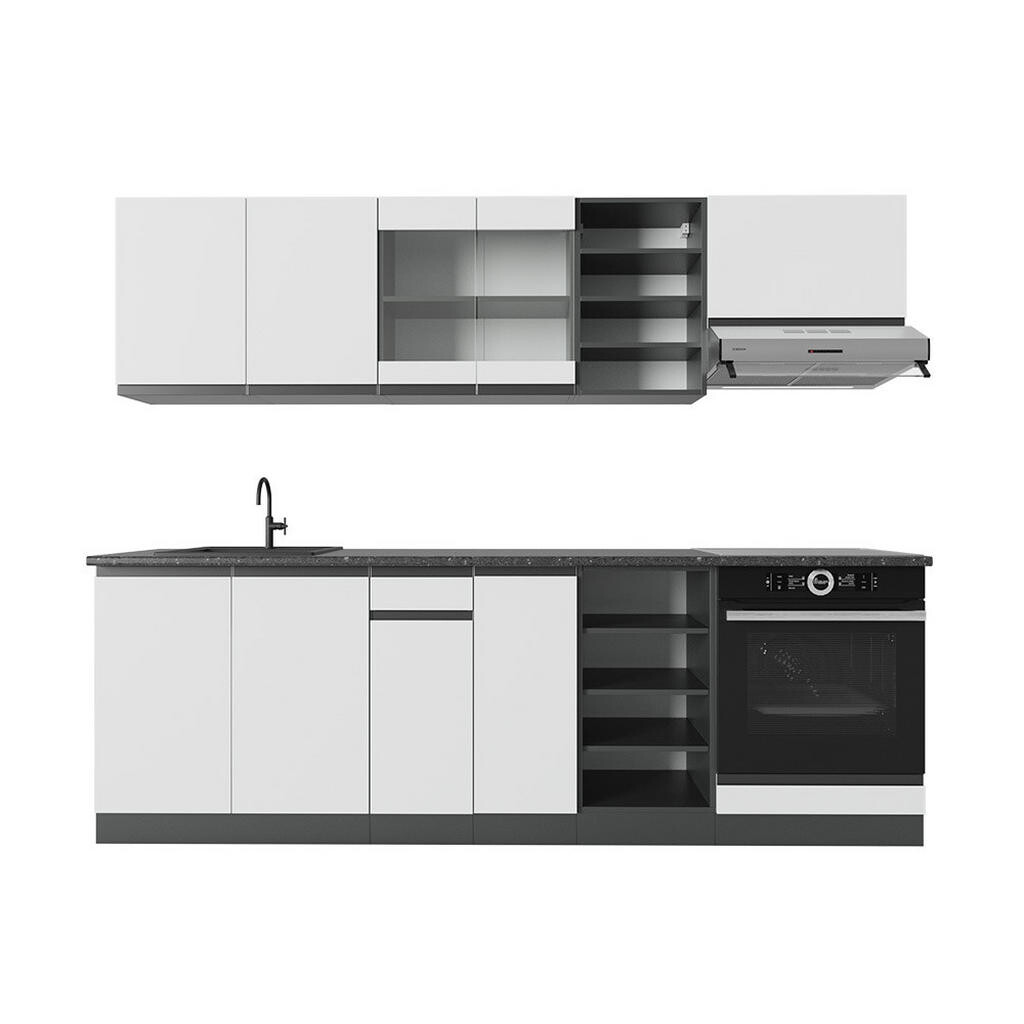 Vicco KUCHYŇSKÝ KOUT R-Line Bílá/antracitová 240 cm , PD Antracit