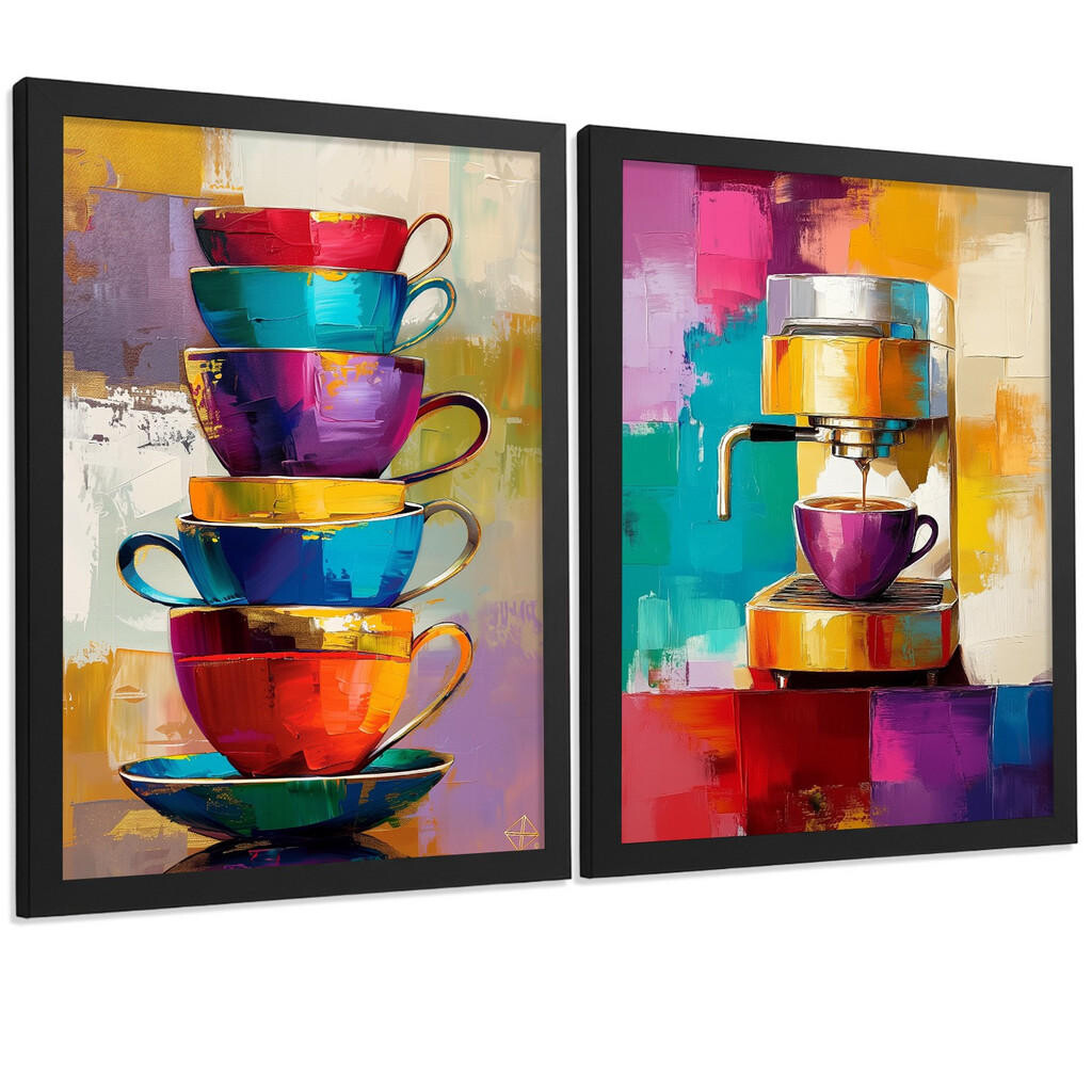Nacnic PLAKAT Sada 2 Cafe Pop Art A3 Černý rám