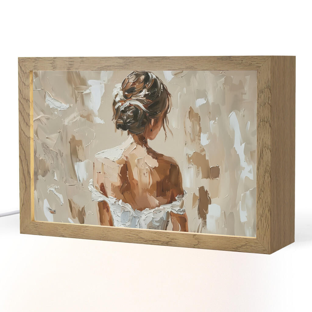 OnlyWow STOLNÍ LAMPA Žena - malba - abstraktní - béžová - moderní 30x20 cm