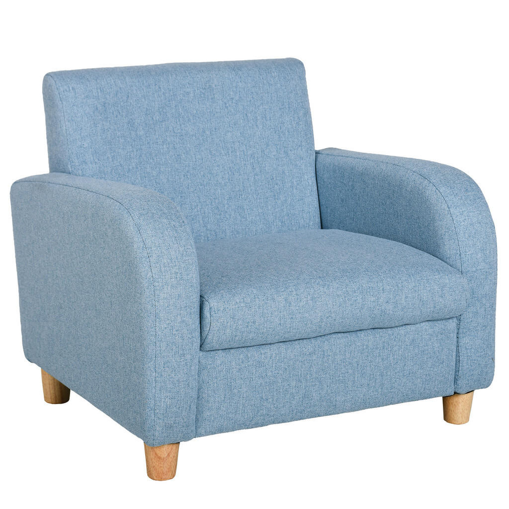 HOMCOM DĚTSKÁ SOFA Dětské křeslo s tlustým pěnovým sedákem Lněné modré