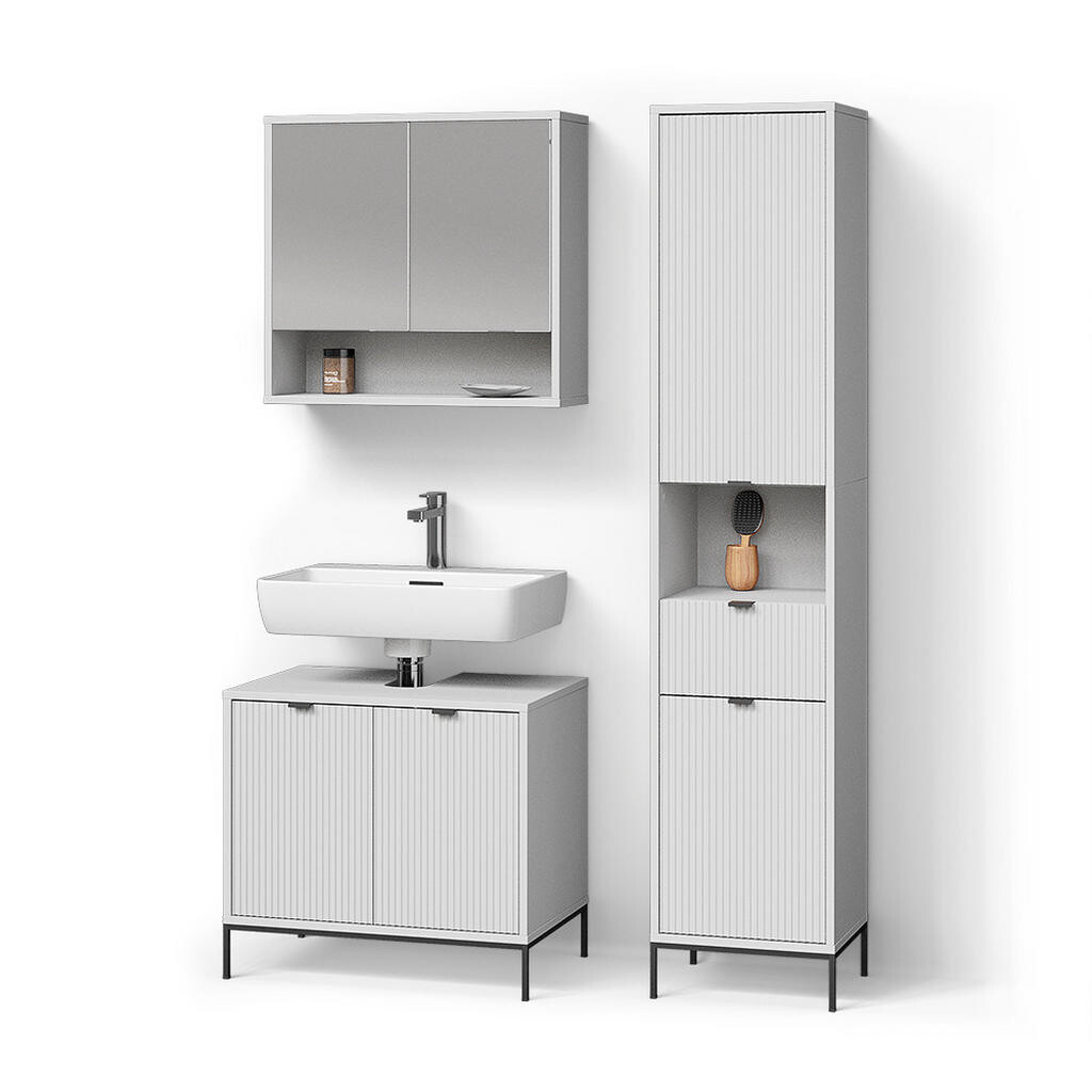 Livinity® KOUPELNOVÝ NÁBYTEK ATERNO, Bílá, 3dílná