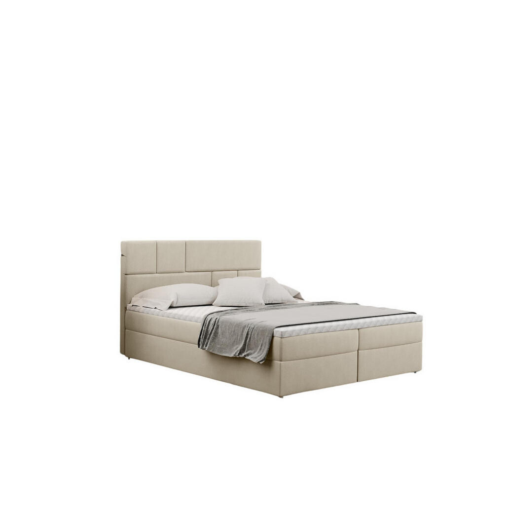 Kaiser Möbel KONTINENTÁLNÍ POSTEL s úložným prostorem a matrací BALI tkanina Mat Velvet Ecru 120x200 cm H2-Pocket