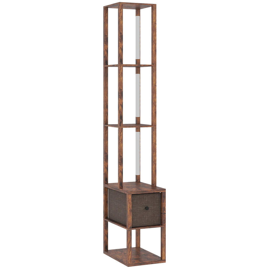 HOMCOM STOJACÍ lampa MDF rustikální hnědá