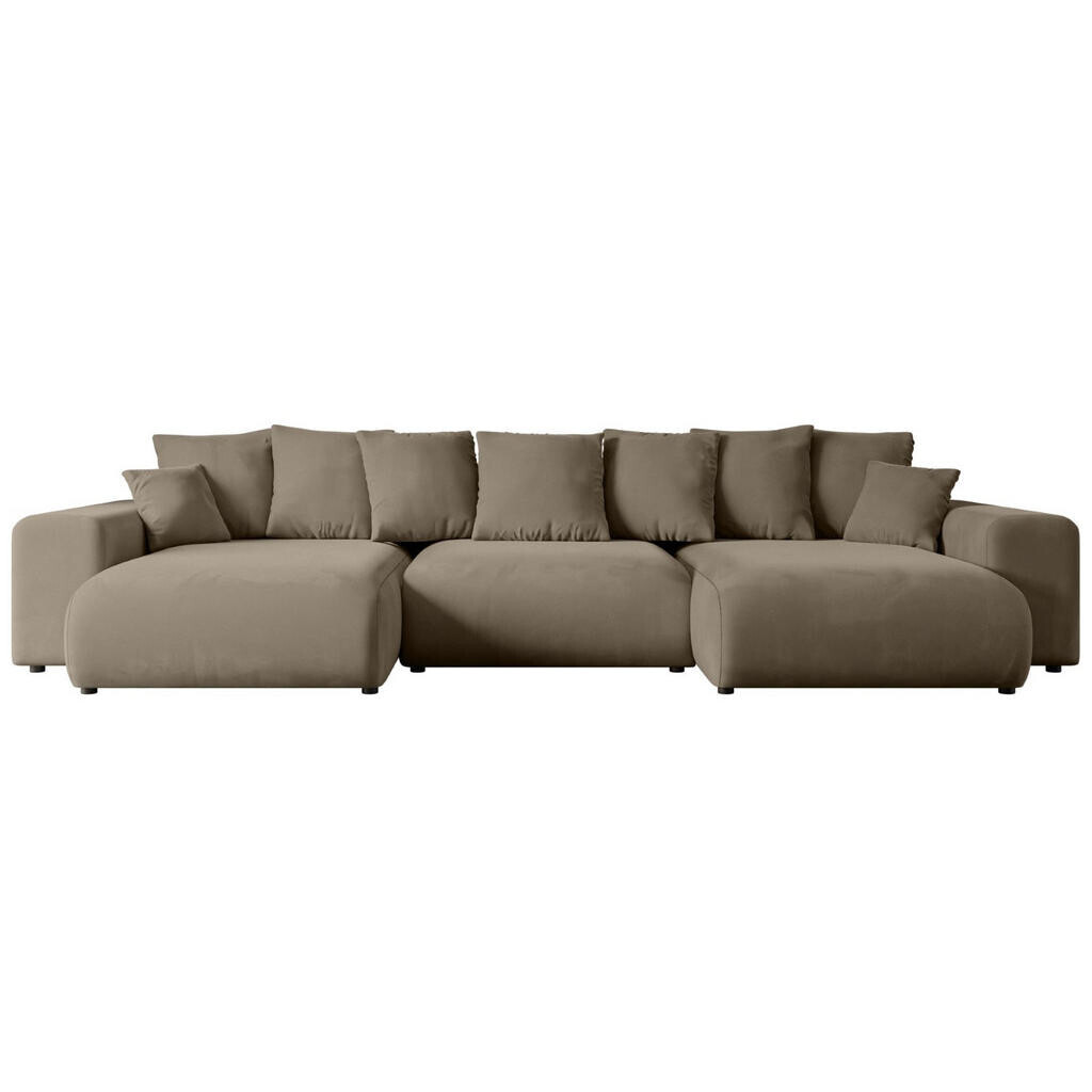 ALTDECOR SEDACÍ SOUPRAVA s funkcí lůžka ESKAR-U – 364 x 176 x 72 cm, hnědá barva, velur