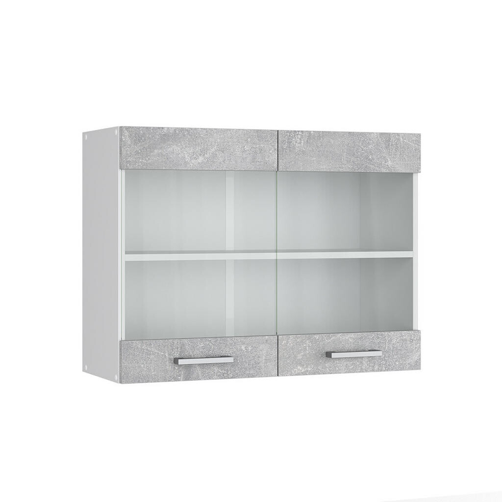 Vicco UNIVERZÁLNÍ NÁSTĚNNÁ SKŘÍŇKA R-Line Beton 80 cm se skleněnými dvířky