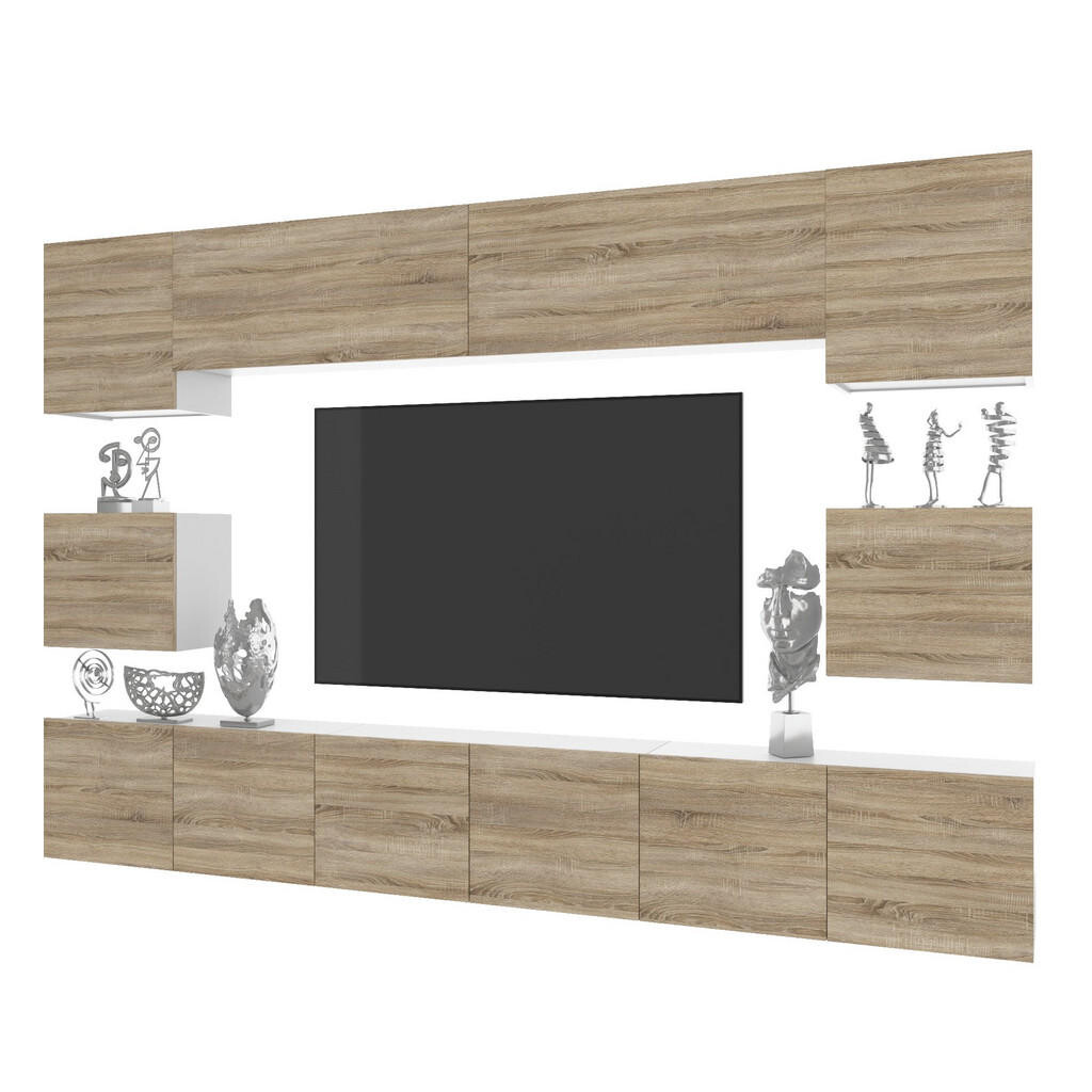 B BELINI GROUP OBÝVACÍ STĚNA Milano 3, Dub Sonoma matný, 300 cm, Bezúchytková