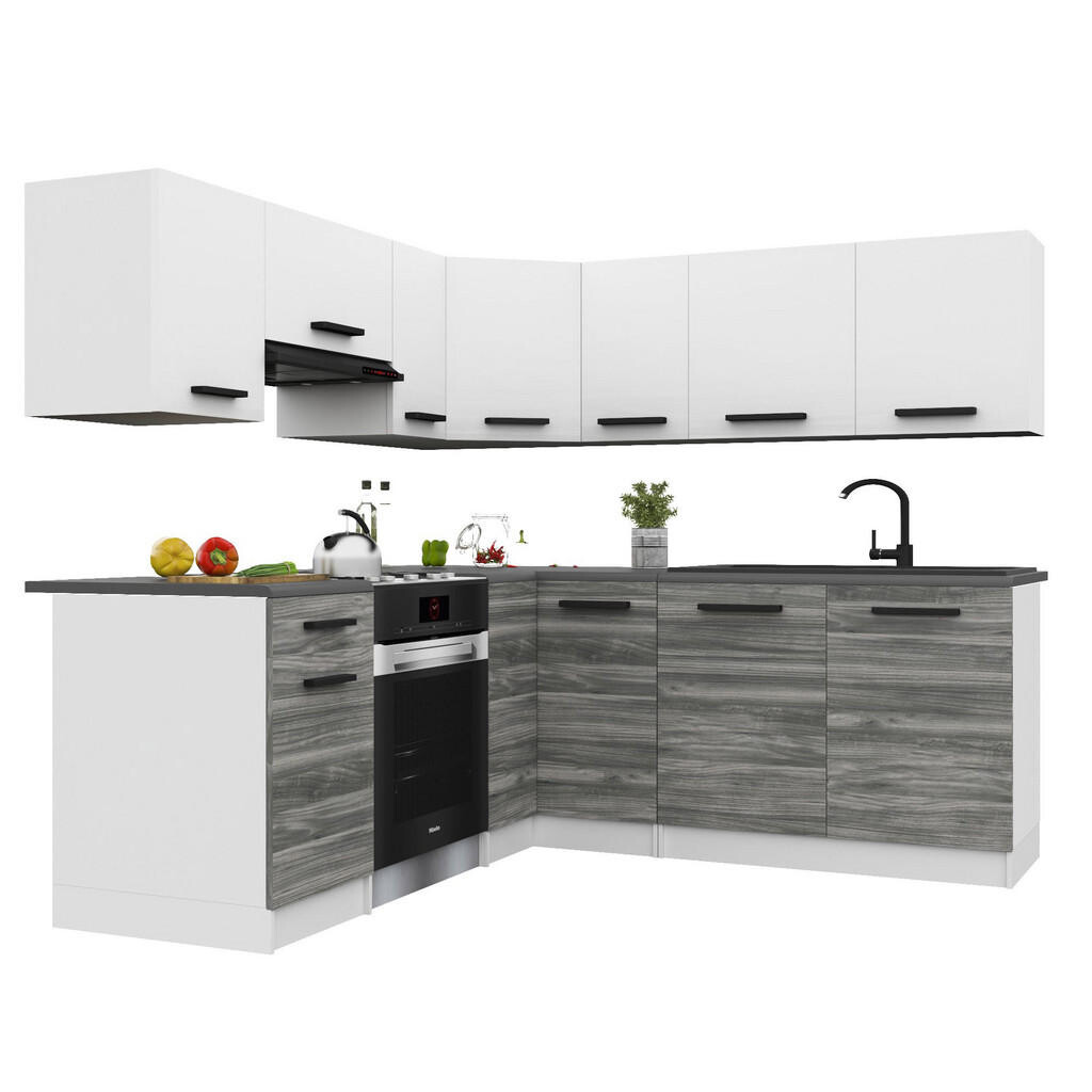 B BELINI GROUP KUCHYŇSKÁ LINKA Italia 6 360 cm, s pracovními deskami, Bílo-šedá Glamour matná