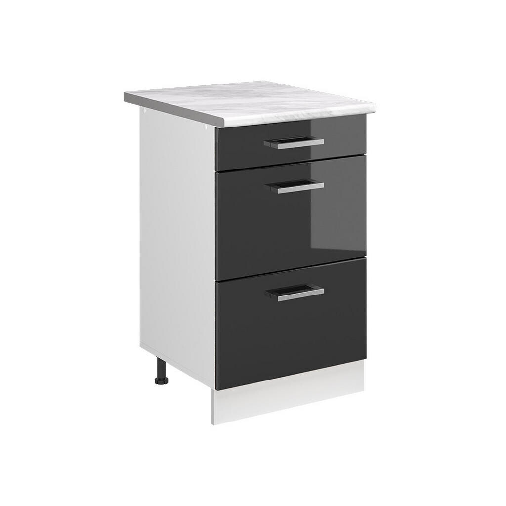 Vicco SPODNÍ SKŘÍŇKA KUCHYŇSKÉ LINKY R-Line, Antracitový vysoký lesk/Bílá, 50 cm pracovná doska Mramor