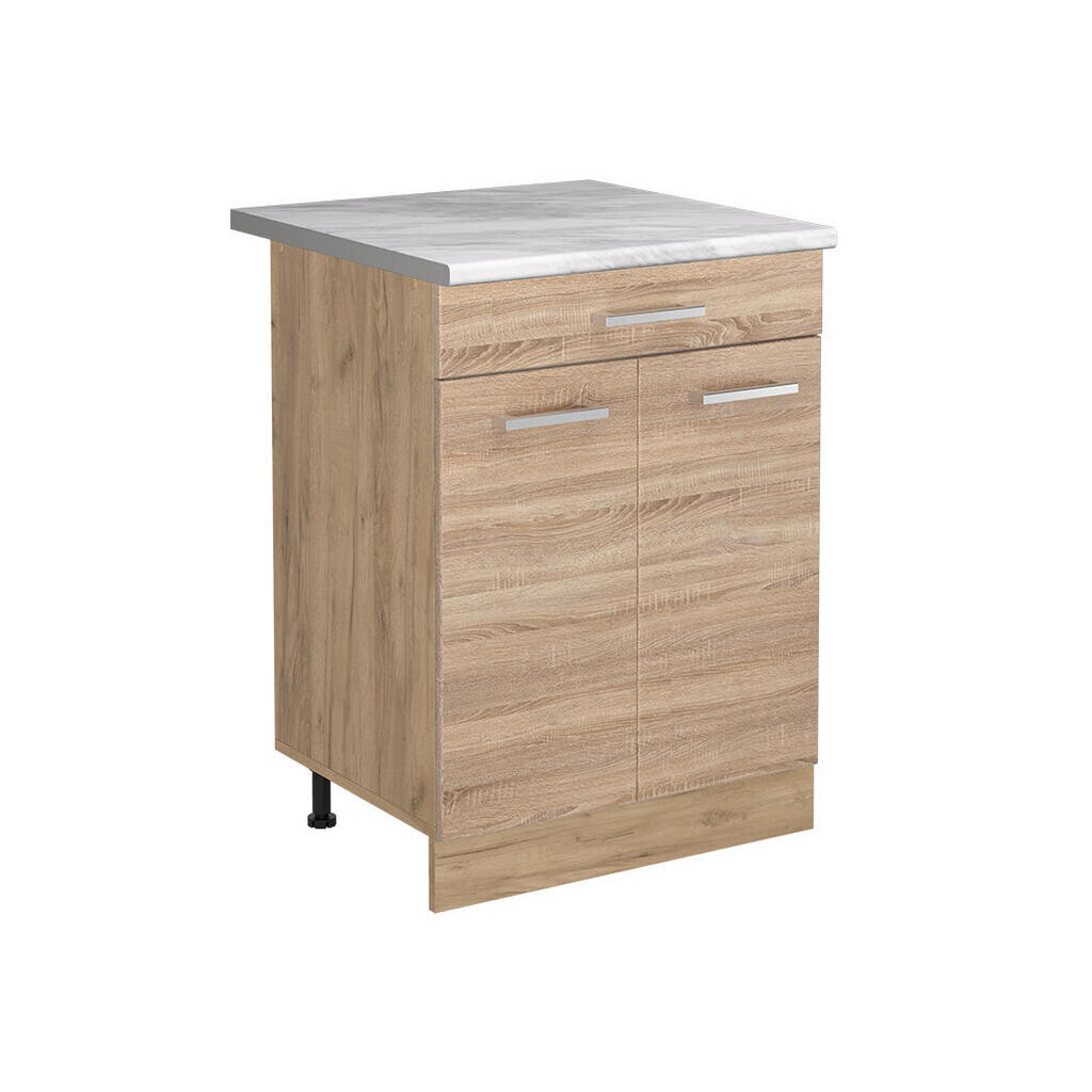 Vicco SPODNÍ SKŘÍŇKA KUCHYŇSKÉ LINKY R-Line, Sonoma/Zlatý mocný dub, 60 cm se zásuvkou pracovná doska Mramor