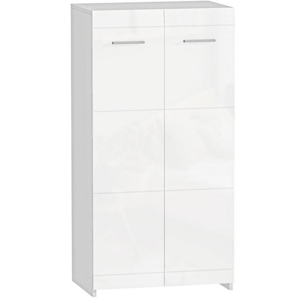 OKWISH BOTNÍK 55/36/108 cm lesklá bílá z dřevotřísky s nastavitelnými policemi