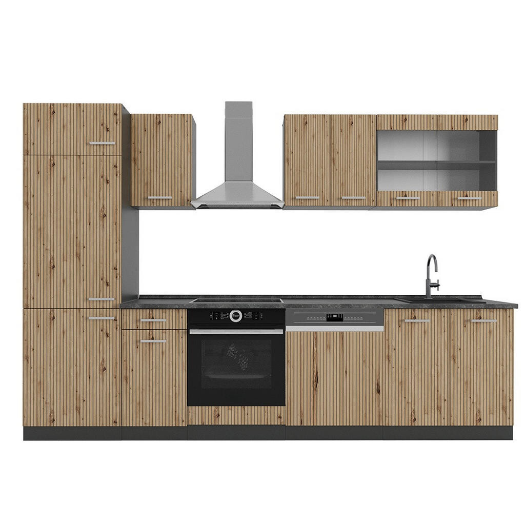 Vicco KUCHYŇSKÝ KOUT R-Line Dub Artisan/antracit 300 cm bez pracovní desky