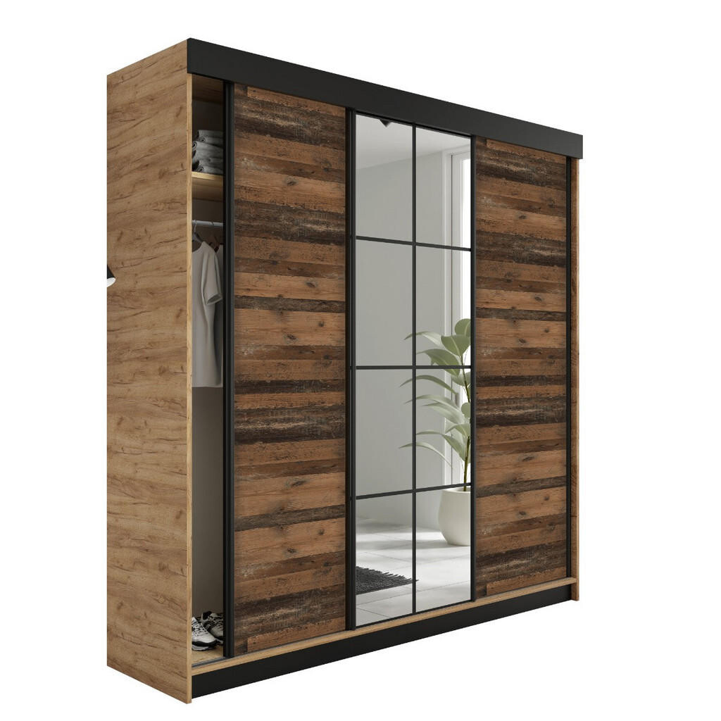 Kier Furniture POSUVNÁ ŠATNÍ SKŘÍŇ LAMARO - 250x205x59cm - Dub Craft & Old Style