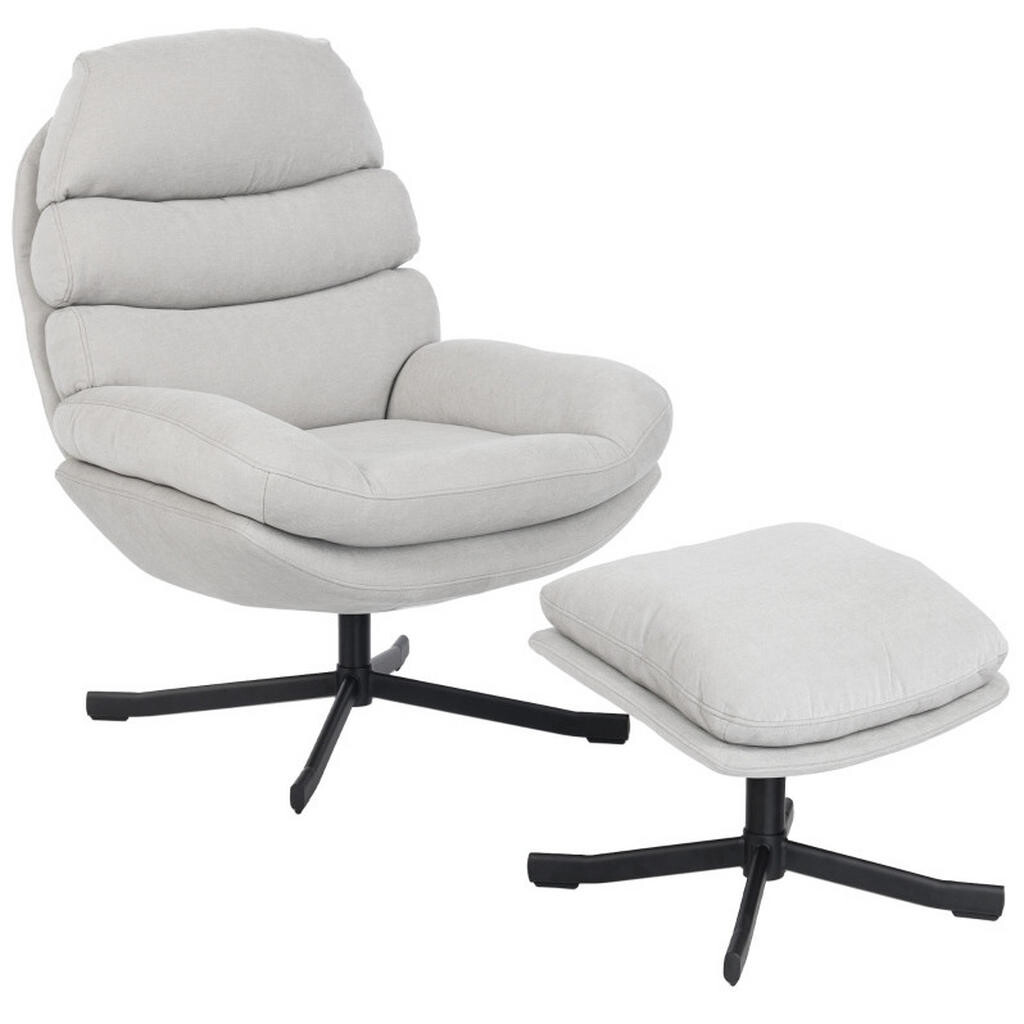 Redom RELAXAČNÍ křeslo 78/93/100 cm s podnožkou, 360° otočné, polyesterový potah, Krémově bílá