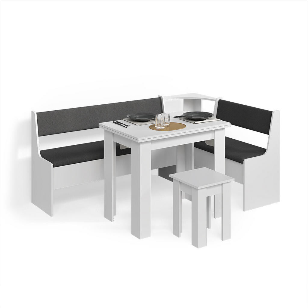 Livinity® ROHOVÁ LAVICE Tiberio Bílá 180 x 120 cm se stolkem