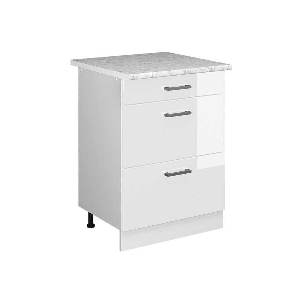 Vicco SPODNÍ SKŘÍŇKA KUCHYŇSKÉ LINKY R-Line Bílá vysoký lesk 60 cm se zásuvkami a pracovní deskou