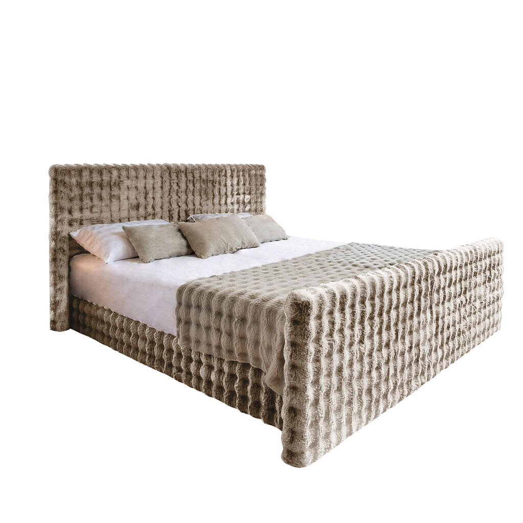 Kaiser Möbel KONTINENTÁLNÍ POSTEL s úložným prostorem, matrací a topperem BLANKET tkanina Bubble 140x200 cm Světle hnědá H2-Pocket