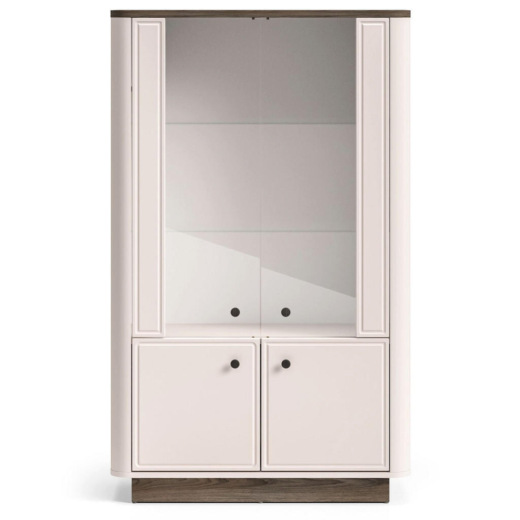 Selsey VITRÍNA Vilavio 4dveřová kašmírově šedá / dekor dubu 92 cm