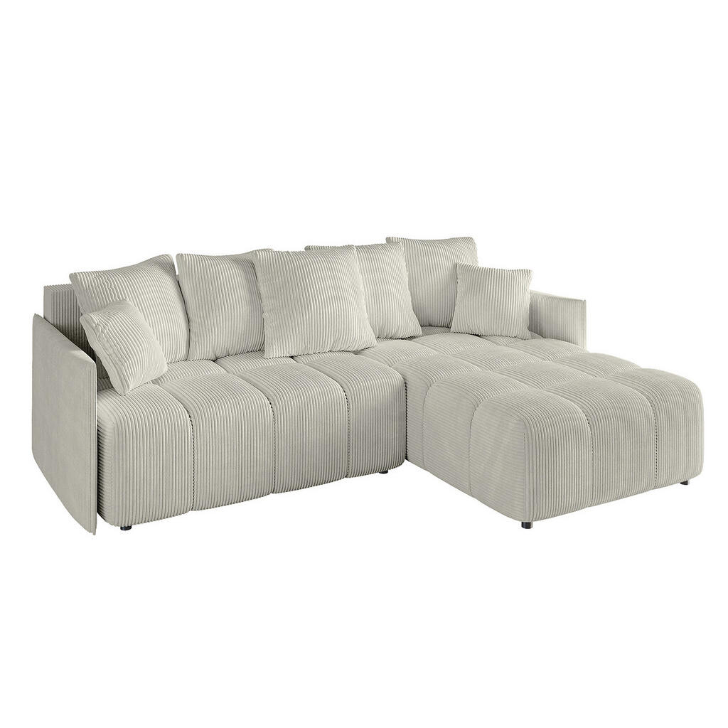 ALTDECOR ROHOVÁ SEDACÍ SOUPRAVA s otomanem vpravo LONLI-L 251x189x68 krémový manšestr