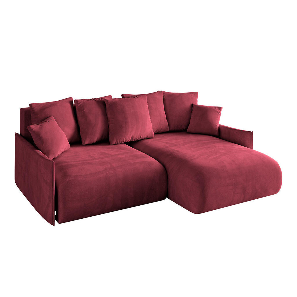 ALTDECOR ROHOVÁ SEDACÍ SOUPRAVA, otoman vpravo ONESK-L -v1 216x177x72, velur v barvě bordó