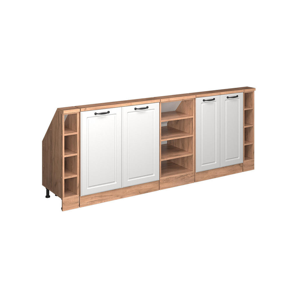 Vicco KUCHYŇSKÁ SKŘÍŇKA POD ŠIKMOU STŘECHU R-Line Bílý venkovský dům 210 cm Sada 5 kusů
