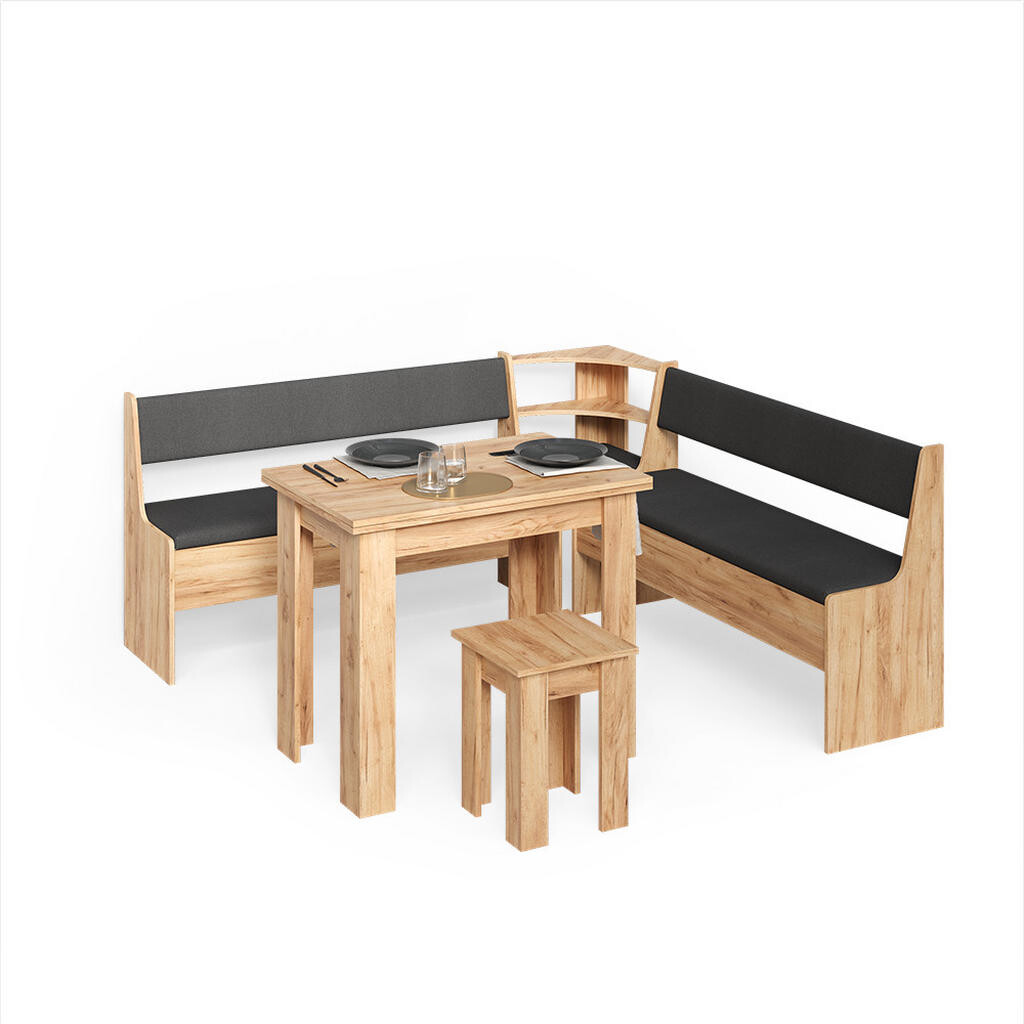 Livinity® ROHOVÁ LAVICE Tiberio Zlatý mocný dub 210 x 210 cm se stolkem