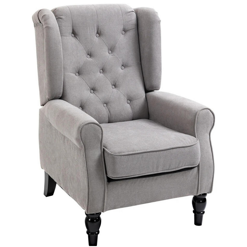 Redom KŘESLO 86/74/102 cm s vysokým opěradlem a knoflíkovým prošíváním, polyester, Šedá